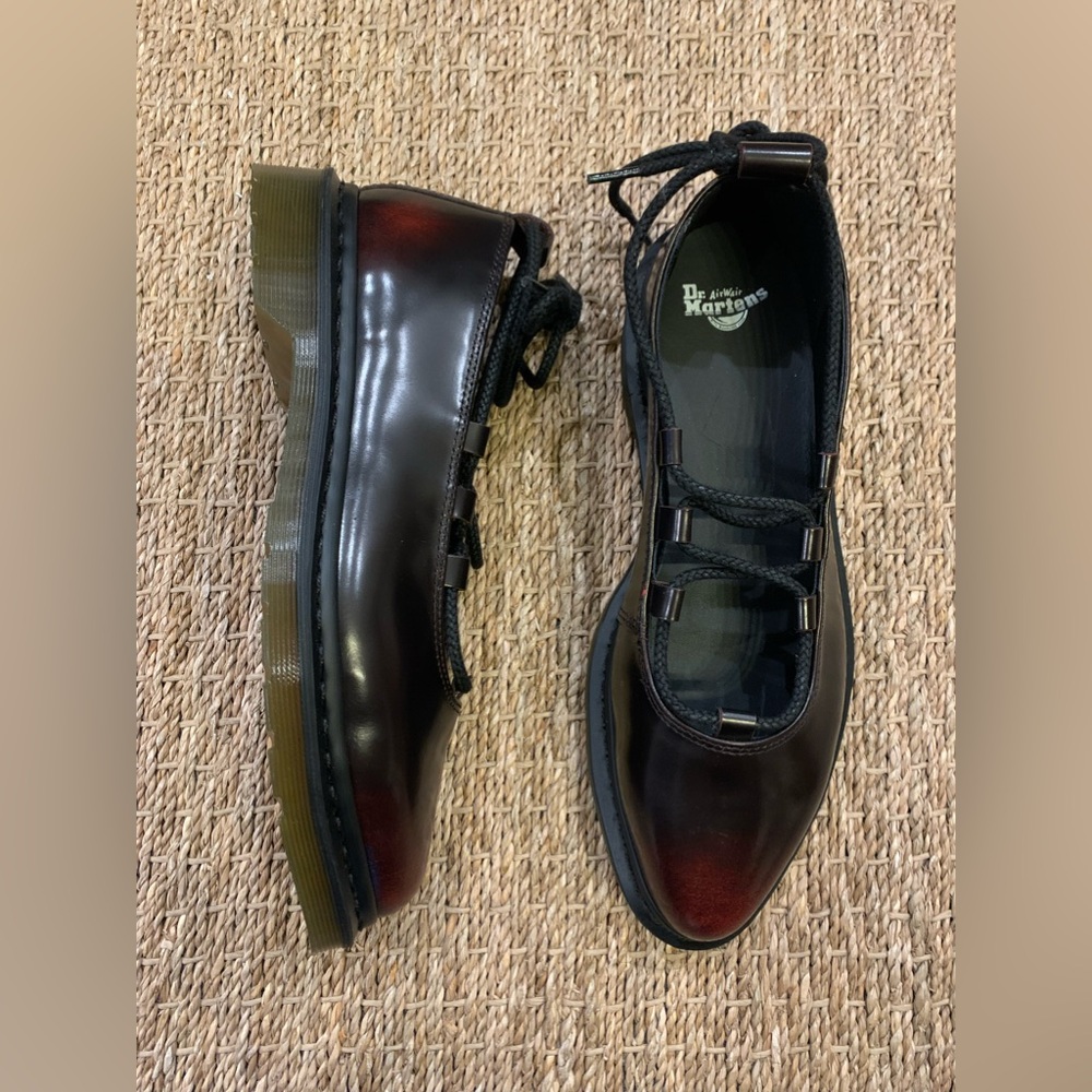 Dr Marten Elphie ll Cherry Red Leather Ballet Flats size 10 - Picture 3 of 15